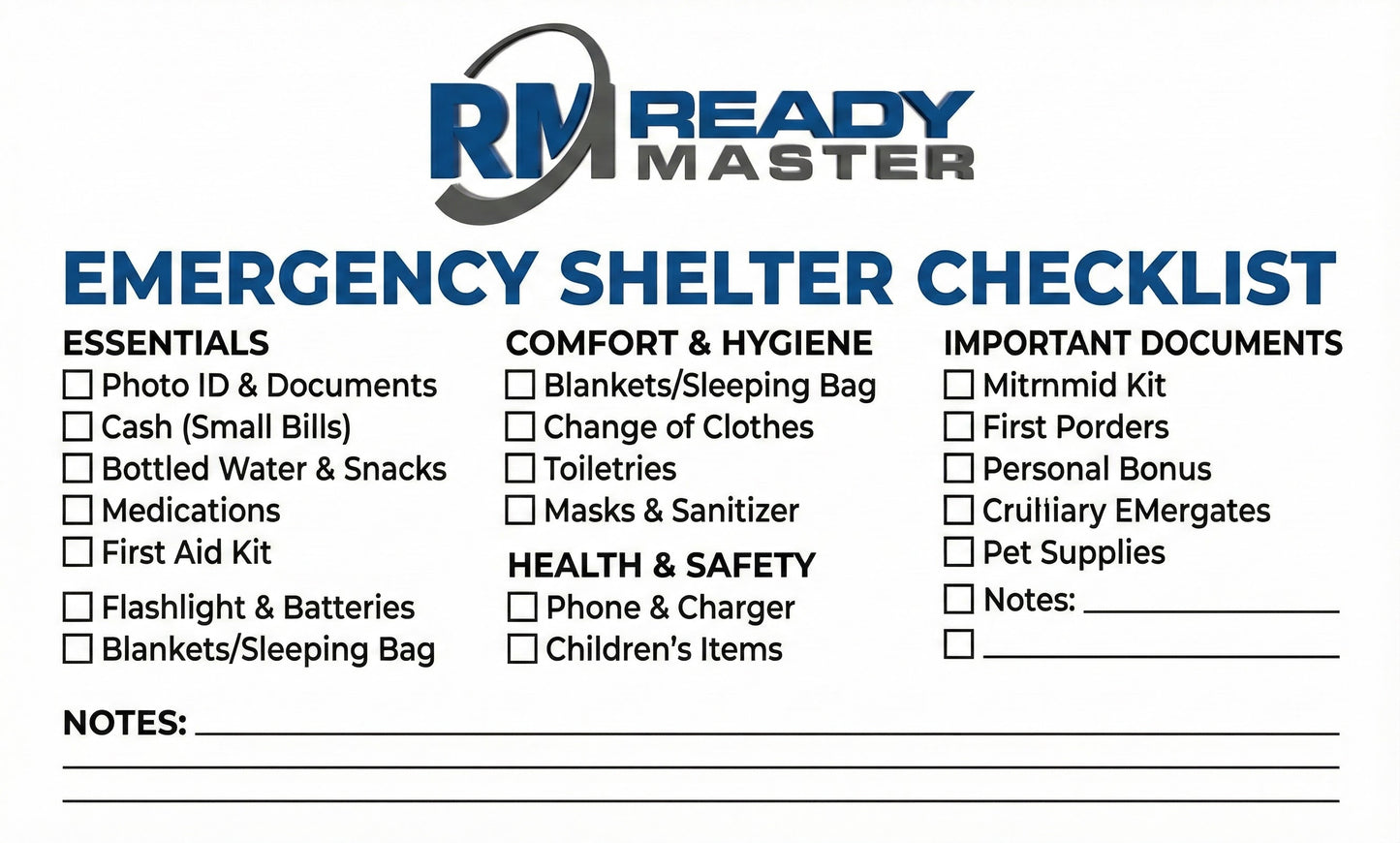 Emergency Shelter Checklist
